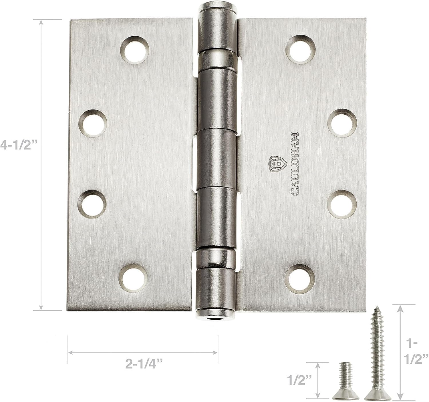 (3 Pack) Commercial-Grade 4-1/2" Full Mortise Ball-Bearing Door Hinges - Satin Nickel