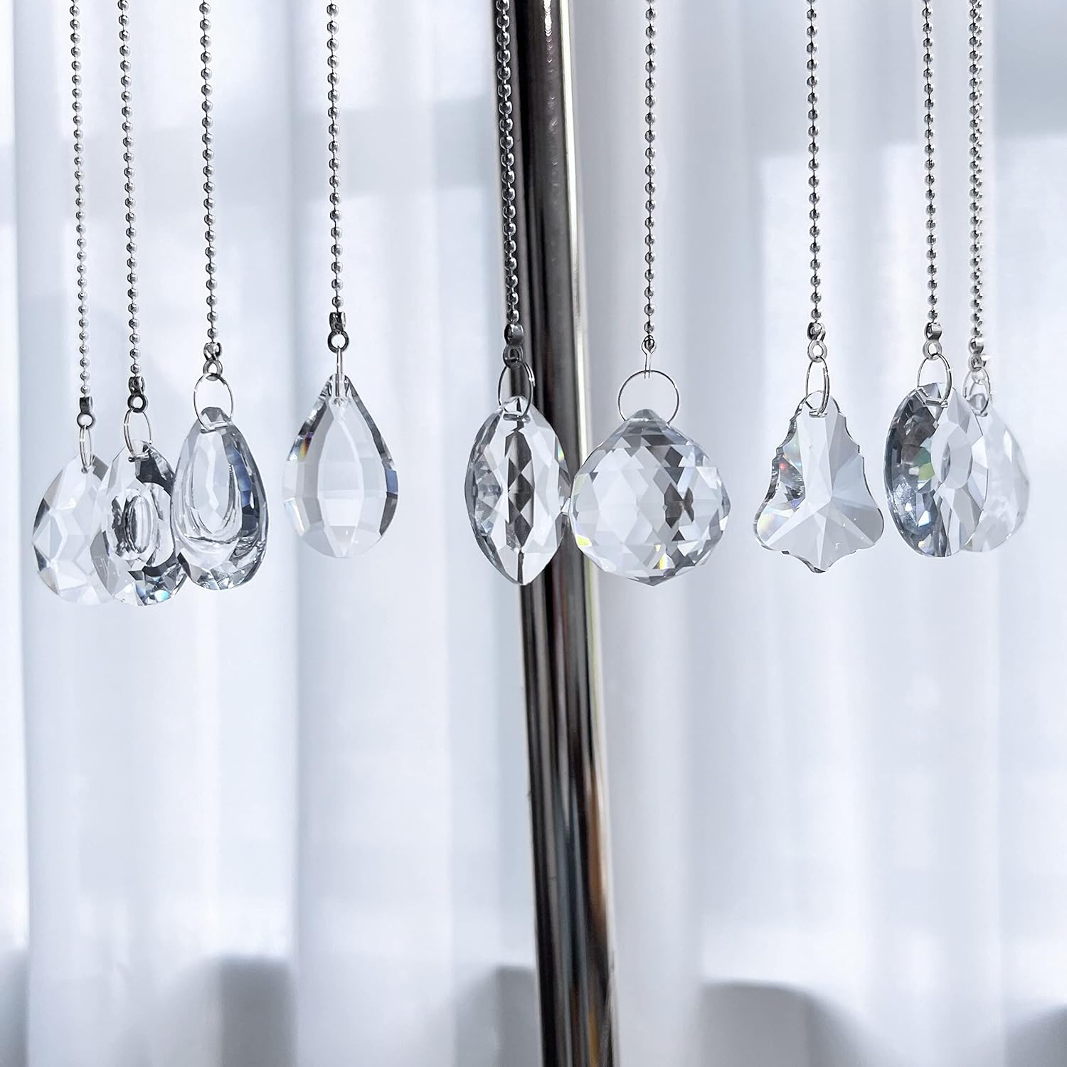 10 Pack Crystal Sun Catcher Prisms, Chandelier Crystals Pendant Replacement - Clear Suncatchers for Window Hanging