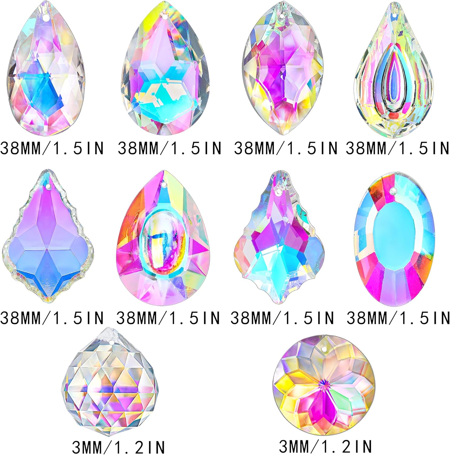 10 Pcs Colorful Crystal Suncatcher Prisms Chandelier Crystals Replacement - Crystal Suncatchers for Lamp Windows
