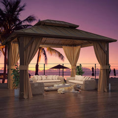 10' x 12' Hardtop Gazebo, Metal Gazebo with Aluminum Frame, Double Galvanized Steel Roof