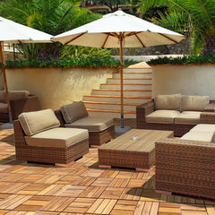10 PCS Interlocking Patio Deck Tiles, 12 x 12in Acacia Hardwood Outdoor Flooring Tiles, 10 sq.ft Wood Composite Deck