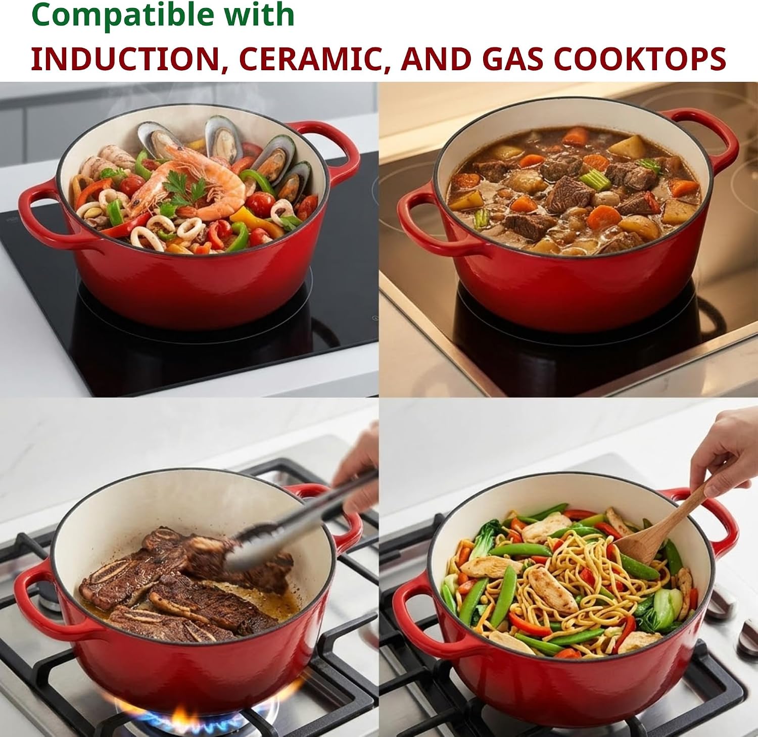 10 Quart Dutch Oven Approx, 9.5 qt Enameled Cast Iron Dutch Oven Pot & Lid | Nonstick Large Bread Oven For Sourdough