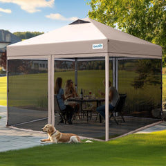 10'x10' Pop up Screened Canopy Tent with Mosquito Netting, Portable Easy up Outdoor Screen House Shelter and Picnic