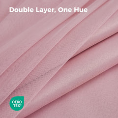 100% Blackout Curtains, Double Layer Pink Curtains, Black Out Curtain with Sheer Overlay, Room Darkening