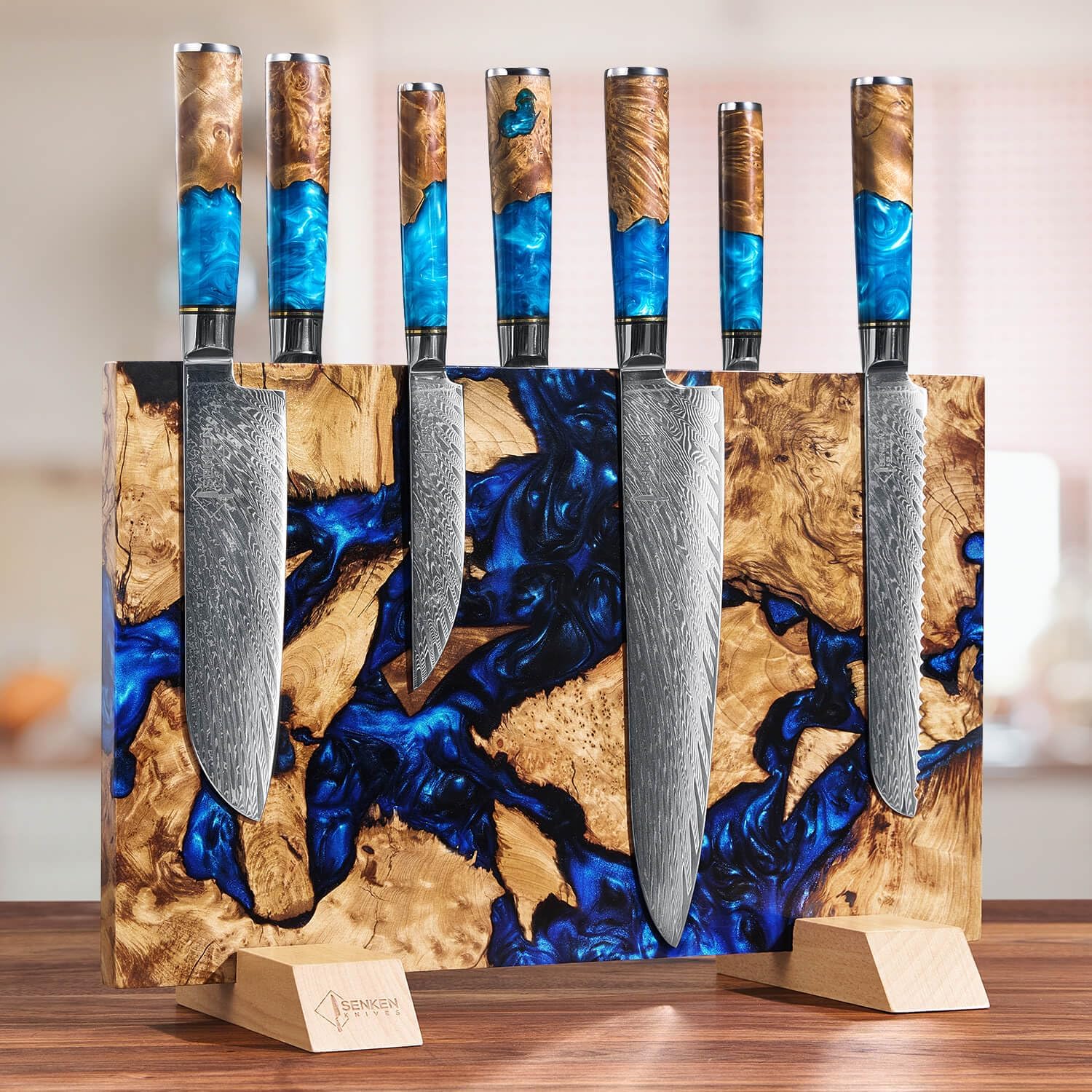 "Dark Tsunami" Extra Large Magnetic Knife Block - Holds Up to 16 Knives - Knife Block without Knives, Beautiful Dark