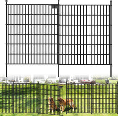 10 Panels No Dig Garden Fence with Gate, 40 in(H) X 24.2 ft(L) Metal Fence Panels, Thickened Rustproof Garden Fencing