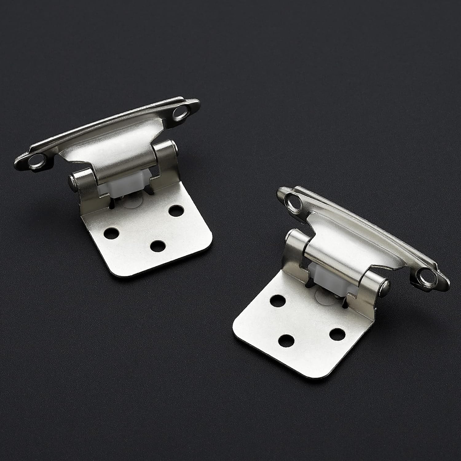 10 Pack 5 Pairs 1/2 Inch Overlay Cabinet Door Hinges Kitchen Satin Nickel Semi-Concealed Face Mount Self-Closing