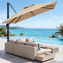 10 X 13 FT Cantilever Patio Umbrella, 360-Degree Rotation Rectangular Offset Umbrella with Crank