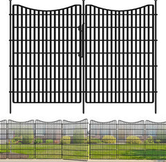 10 Panels Garden Fencing Animal Barrier with Gate, 48 in(H) X 23.6 ft(L) Dog Fence Outdoor for Yard, No Dig Temporary