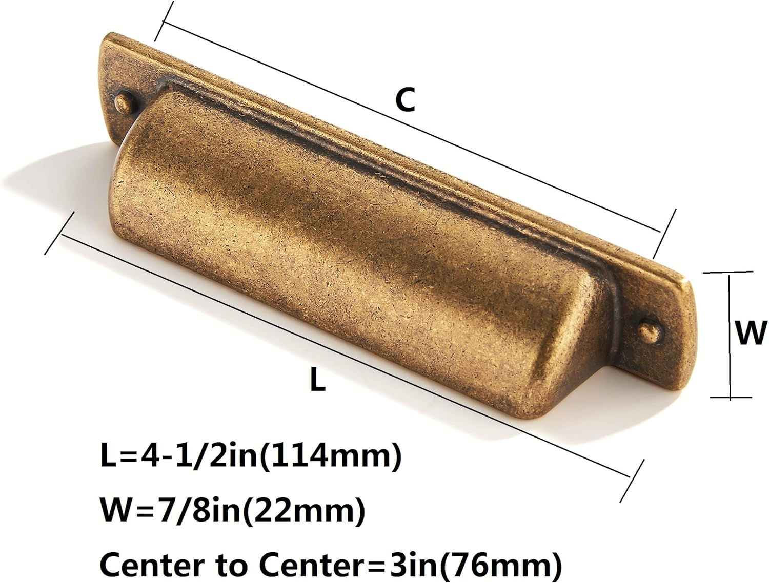 10 Pack 3" Drawer Pulls Antique Brass Cabinet Cup Pulls Kitchen Hardware Cabinet Handles Drawer Handles Knobs 3 inch