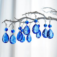 10 Pcs Blue Crystal Bauhinia Suncatcher Prisms Chandelier Window Decor - Blue Crystal Bauhinia Prisms Suncatcher
