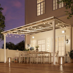 10' x 12' Wall Mounted Lean to Metal Awnings with Sloped Roof, Outdoor Patio Gazebo Awning for Backyard