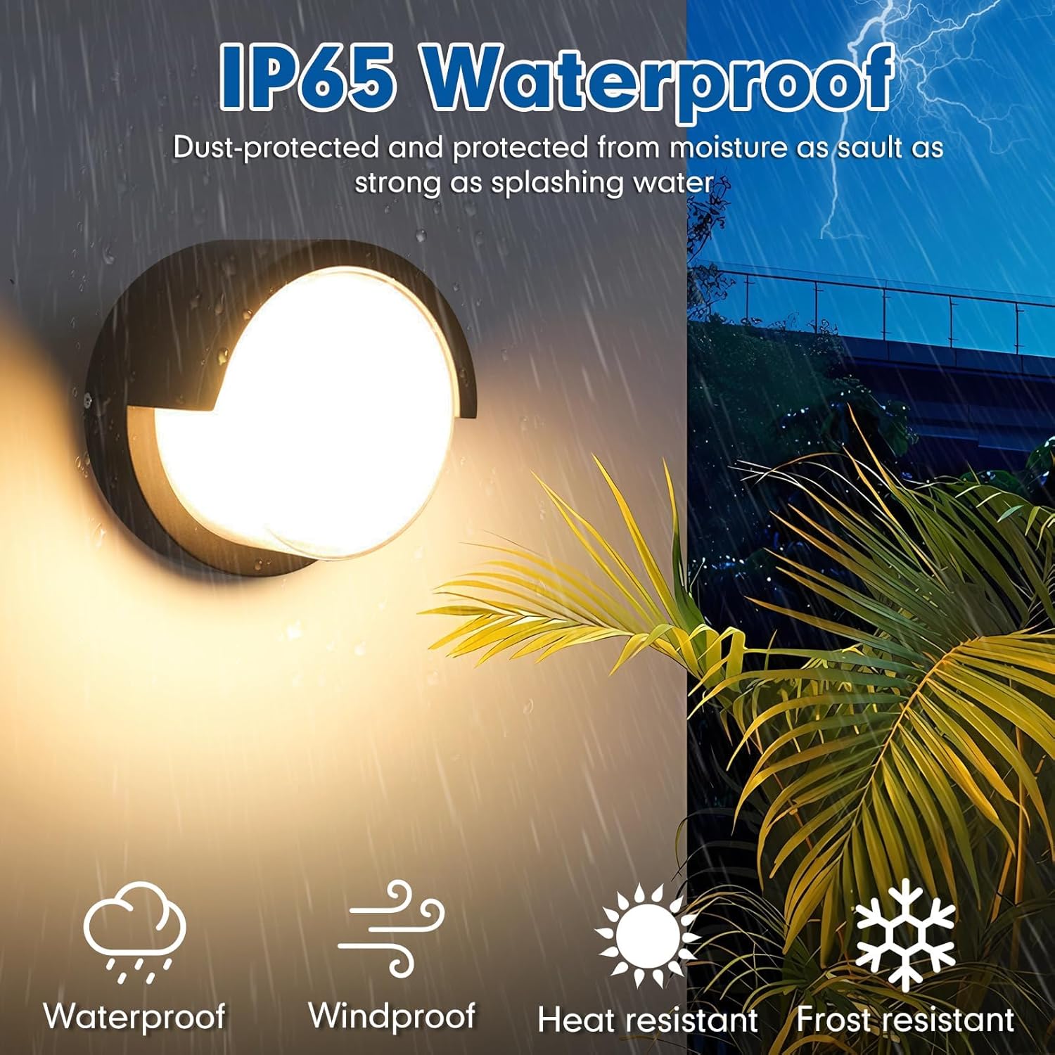 1 Pack Outdoor Wall Sconces, 6 Inch Modern Round LED Exterior Light Fixtures