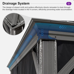 10' X 14' Patio Hardtop Gazebo Aluminum Outdoor Gazebo with Double Galvanized Steel Roof for Deck Backyard All Weather