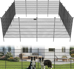 10 Panels No Dig Garden Fence with Gate, 40 in(H) X 24.2 ft(L) Metal Fence Panels, Thickened Rustproof Garden Fencing