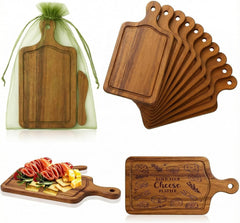10 Pcs Mini Wooden Charcuterie Board Bulk, Small Wood Cutting Board for Crafts Laser Engraving with Knives Organza