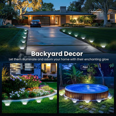 10 Pack Solar Ground Lights Outdoor, Backyard Decor Cool White | IP65 Waterproof Stainless Steel Landscape Lighting