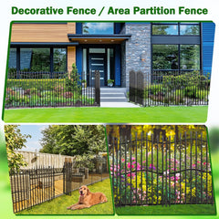 10 Panels No Dig Decorative Garden Fence with Gate - 40in H x 22.5ft L, Duty Square-Tall Heavy Duty Square Tube