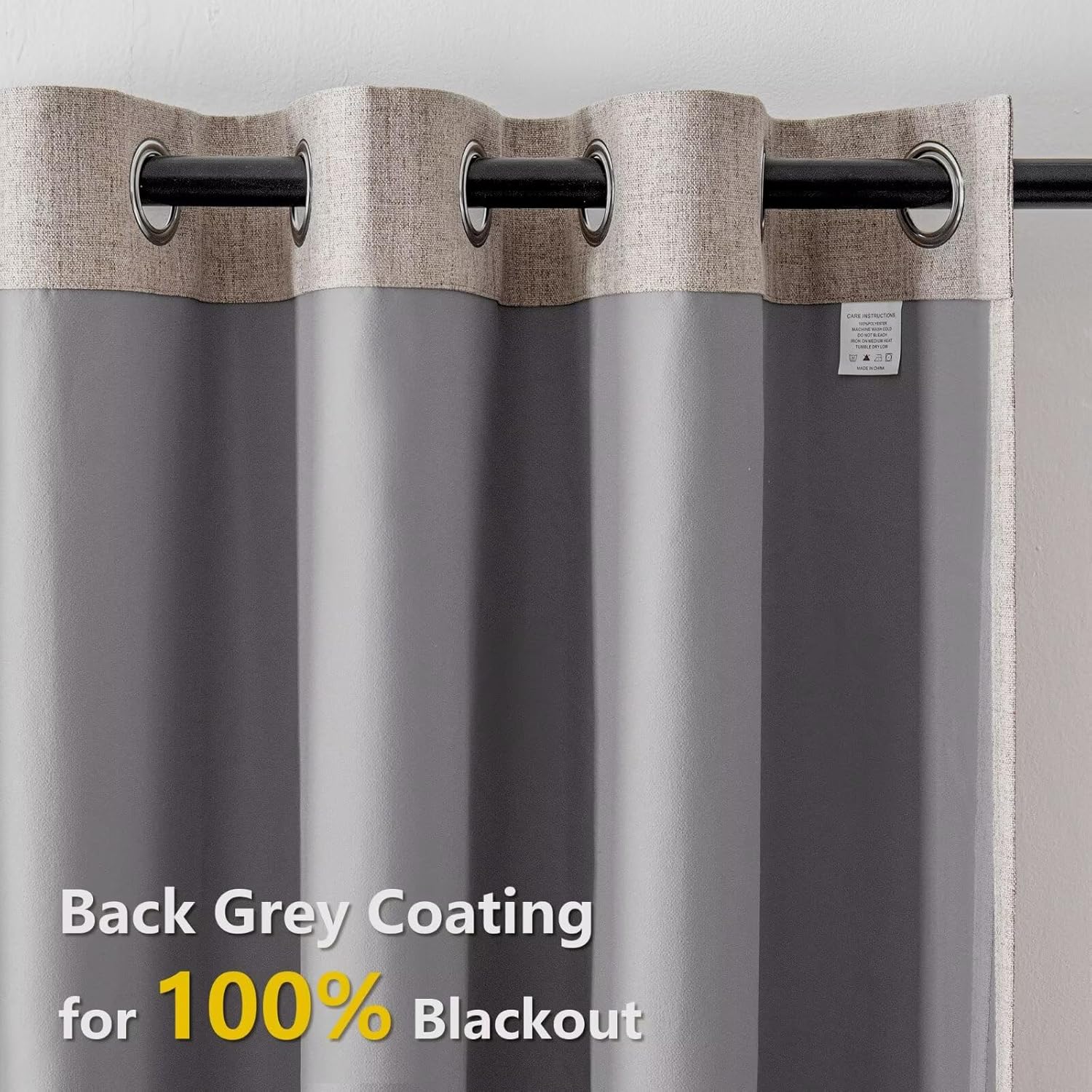 100% Blackout Curtains 2 Panels Set, Beige Curtains, Black Out Thermal Insulated Grommet Drapes