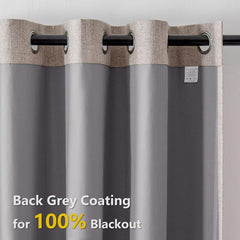 100% Blackout Curtains 2 Panels Set, Beige Curtains, Black Out Thermal Insulated Grommet Drapes
