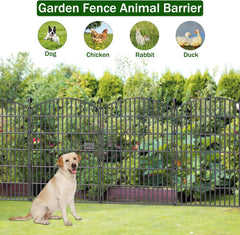 10 Panels No Dig Decorative Garden Fence with Gate - 40 in (H) x 23.6 ft (L), Dog Fence Outdoor for Yard, Rustproof