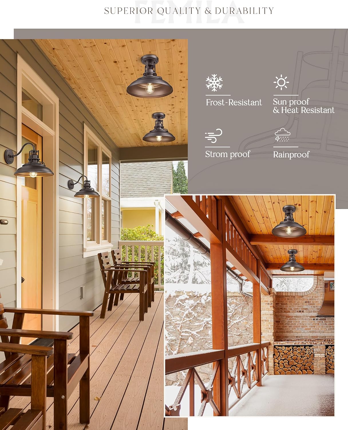 1-Light Semi Flush Mount Light Fixture, 12" Farmhouse Outdoor Ceiling Light for Hallway, Porch, Laundry, Foyer