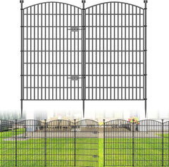 10 Panels No Dig Decorative Garden Fence with Gate - 48 in (H) x 22.6 ft (L), Dog Fence Outdoor for Yard, Rustproof