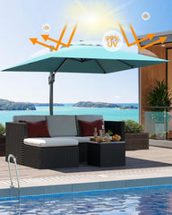 10' x 10' Heavy Duty Square Cantilever Umbrella, Aluminum Offset Outdoor Patio Umbrella with 360-Degree Rotation Pool