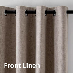 100% Blackout Curtains 2 Panels Set, Beige Curtains, Black Out Thermal Insulated Grommet Drapes