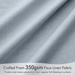 100% Blackout Curtains 2 Panels Set, Thick Faux Linen Black Out Curtain Room Darkening Back Tab Pleat
