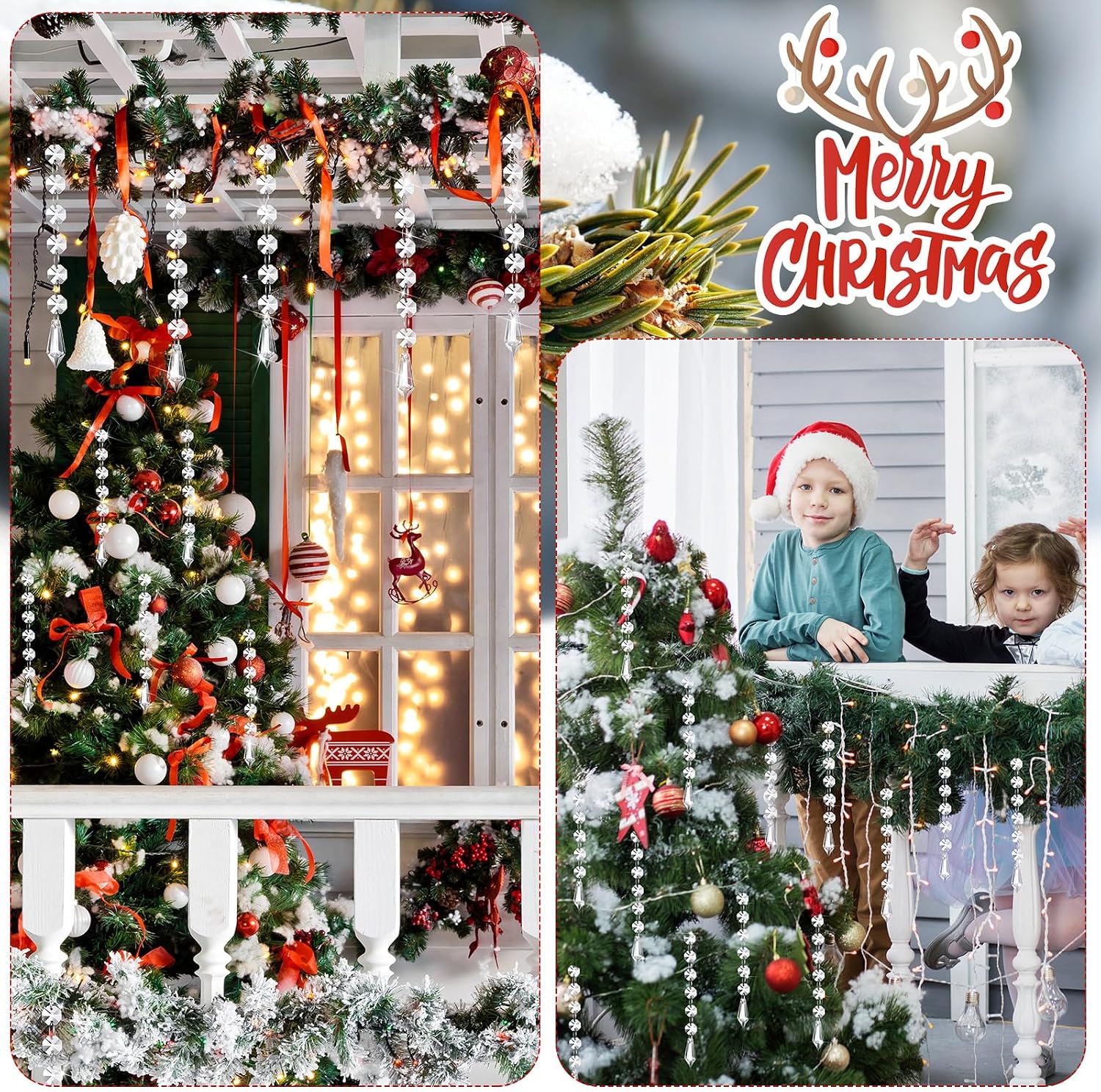 100 Pcs Acrylic Hanging Crystals for Centerpieces Chandelier Clear Crystal Garland Strands Ornament Acrylic Clear