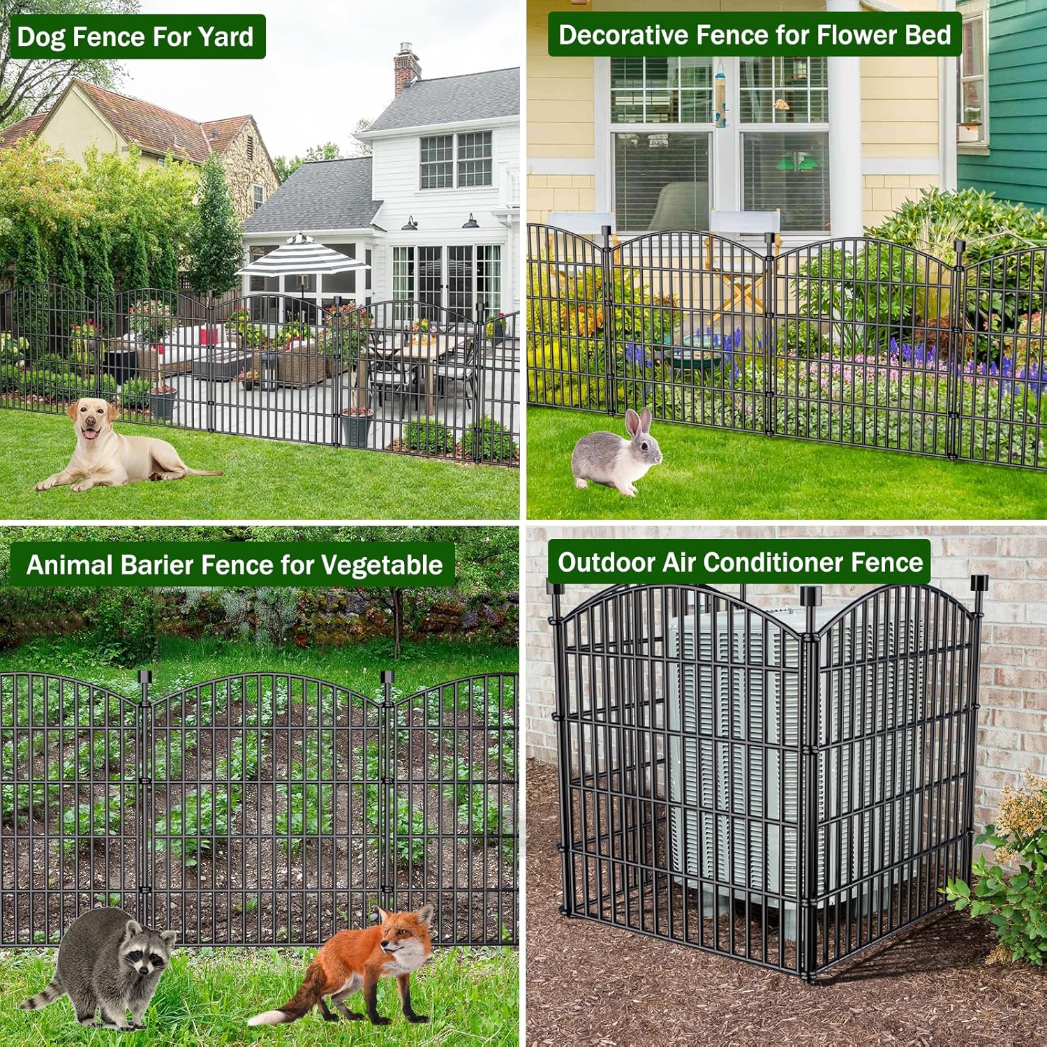 10 Panels Decorative Garden Fence - 32 in (H) x 23.6 ft (L) No Dig Dog Fence Outdoor for Yard, Rustproof Tall Garden