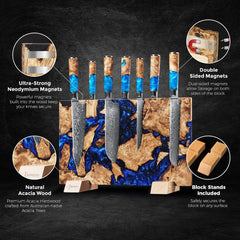 "Dark Tsunami" Extra Large Magnetic Knife Block - Holds Up to 16 Knives - Knife Block without Knives, Beautiful Dark