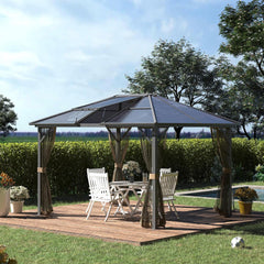 10' x 12' Hardtop Gazebo Canopy with Polycarbonate Roof, Aluminum Frame
