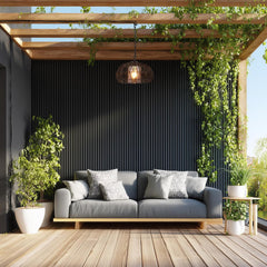1-Light Outdoor/Indoor Plug-in Pendant Light, Black Woven Fabric Shade, Matte Black Finish, 20-Foot Designer Cord