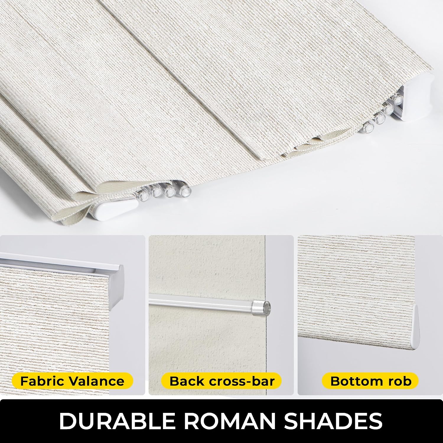 100% Blackout Cordless Roman Shades for Indoor Windows & French Doors - Blackout - Beige