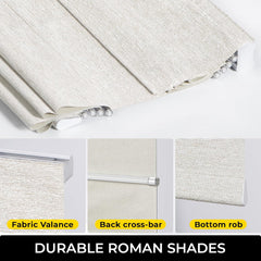 100% Blackout Cordless Roman Shades for Indoor Windows & French Doors - Blackout - Beige