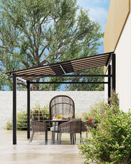 10 ft x 12 ft Lean to Gazebo, Hardtop Wall Pergola with Polycarbonate Roof