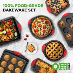 10-Piece Nonstick Kitchen Oven Pans - Premium & Stylish Non-Stick Carbon Steel - Commercial Grade Restaurant Quality