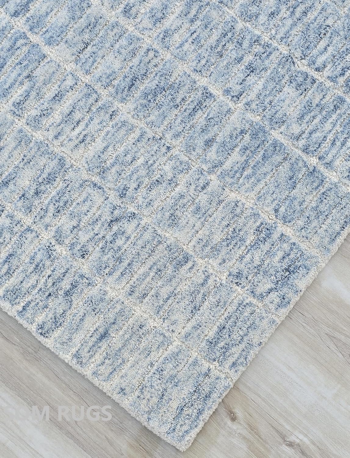 100% Authentic Capitola Tufted Handmade Woolen Area Rug Decor Office Rug (Blue, 12x15 Feet)