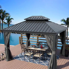 10' x 12' Hardtop Gazebo, Aluminum Frame with Galvanized Steel Double Roof